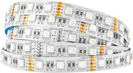 BTF-LIGHTING 5050 RGBW RGB+Warm White(2700K-3000K) 4 Colors in 1 LED Tape Light DC12V 5m 16.4ft 60LED/m Multi-Colored IP30 White 12mm PCB for Bedroom Kitchen Home Decoration(No Adapter or Controller) BTF-LIGHTING