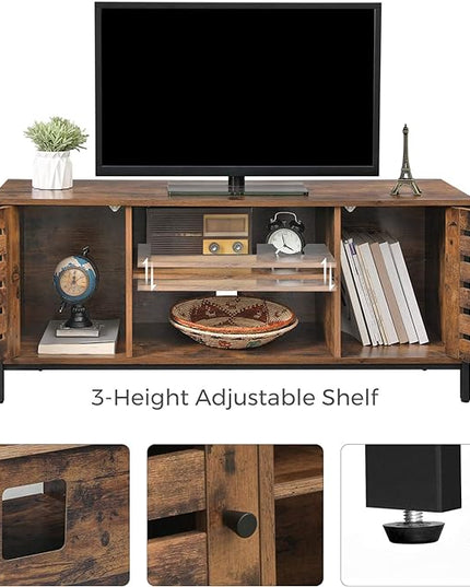 VASAGLE TV Stand for 50 Inches Televisions, Entertainment Center with Storage Shelves, Cabinet with Louvered Doors, 43.3‘’, Rustic Brown - LeafyLoom