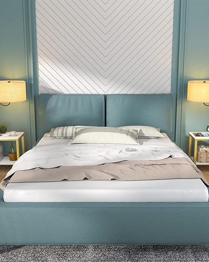 LED Floor Lamp with Table - End Table with Power Outlet and USB Charging Port, Bedside Nightstand Shelf, Side Table with Standing Light for Living Room, Bedroom, Bulb Included, White, 2 Pack - LeafyLoom