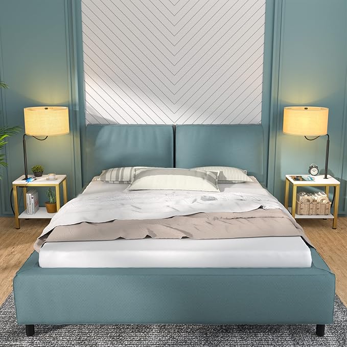 LED Floor Lamp with Table - End Table with Power Outlet and USB Charging Port, Bedside Nightstand Shelves, Side Table with Reading Standing Light for Living Room, Bedroom, Bulb Included, White - LeafyLoom