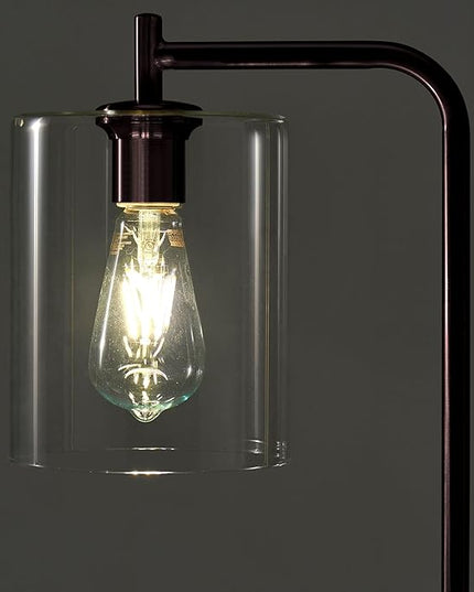 Brightech Elizabeth LED Floor lamp, Tall Lamp with Glass Shade & Edison Bulb, Industrial Lamp for Living Rooms & Offices, Vintage Standing Lamp for Bedroom in Farmhouse or Rustic Style - Bronze - LeafyLoom