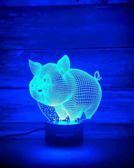 Pig 3D Lamp Toys for Girls Boys Room, Night Light Bedside Decor Gifts for Kids Baby, 7 Colors Changing Nightlight with Smart Control - LeafyLoom