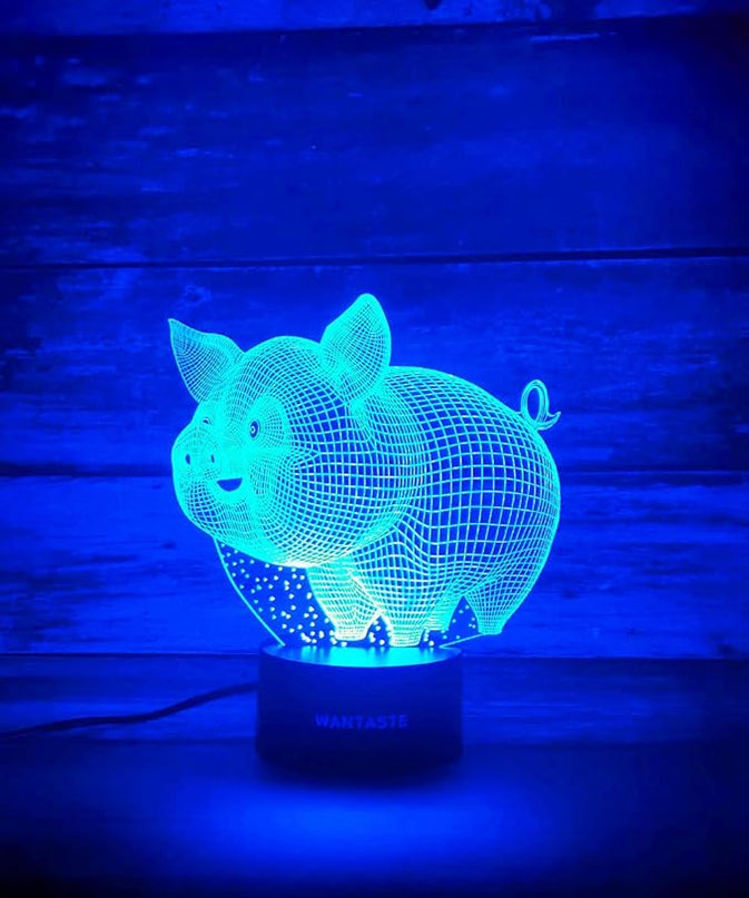 Pig 3D Lamp Toys for Girls Boys Room, Night Light Bedside Decor Gifts for Kids Baby, 7 Colors Changing Nightlight with Smart Control - LeafyLoom
