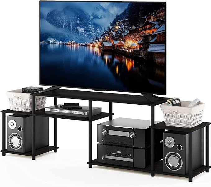 Furinno Turn-N-Tube Handel Stand for TV up to 55 Inch, Espresso - LeafyLoom