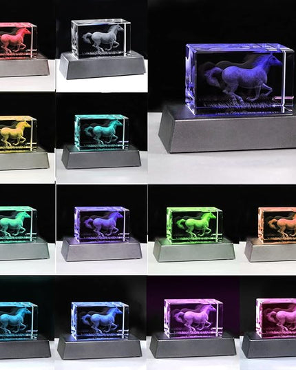 Qianwei Horse Gifts for Girls Women Horse Lovers, 3D Crystal Horse Stuff Glass Figurine Decor for Home Horses Statue Gift Mother Day Birthday for Mom Mother Mama from Daughter Son - LeafyLoom