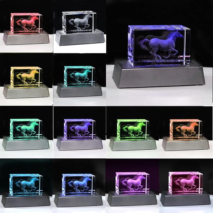 Qianwei Horse Gifts for Girls Women Horse Lovers, 3D Crystal Horse Stuff Glass Figurine Decor for Home Horses Statue Gift Mother Day Birthday for Mom Mother Mama from Daughter Son - LeafyLoom