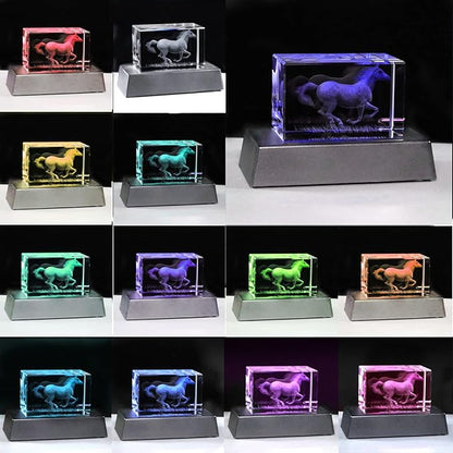 Qianwei Horse Gifts for Girls Women Horse Lovers, 3D Crystal Horse Stuff Glass Figurine Decor for Home Horses Statue Gift Mother Day Birthday for Mom Mother Mama from Daughter Son - LeafyLoom
