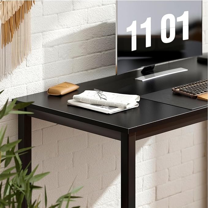 Need Small Computer Desk Writing Desk 39 3/8'' L Study Desk for Small Space Gaming Desk Sturdy and Heavy Duty Home Office Desk for Dormitory/Meeting Room AC3CB(100 * 60) Beside Table,Black/Black - LeafyLoom