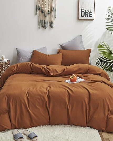 Pumpkin Color Comforter Sets Solid Rust Color Bedding Set Twin 3 PCs Cinnamon Comforter Sets for Women Girls Breathable Soft Pumpkin Bedroom Collection Solid Pumpkin Color Adults Bedding - LeafyLoom