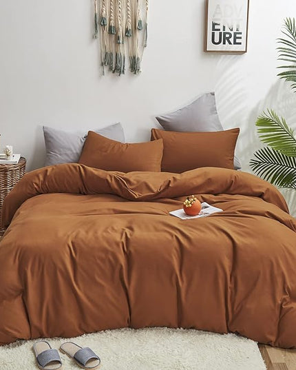Pumpkin Comforter Queen Pumpkin Color Bedding Set 3 Pieces Cinnamon Comforter Sets 1 Queen Comforter (90x90 inches) with 2 Pillowcases (20x26 inches) - LeafyLoom