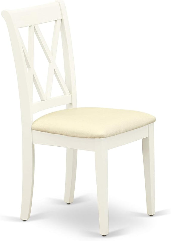 East West Furniture ANCL3-LWH-C Dining Room Set- 2 Fantastic Dining Room Chairs with Linen Fabric Seat - A Beautiful Round Kitchen Table- - Cherry & Buttermilk Finish - LeafyLoom