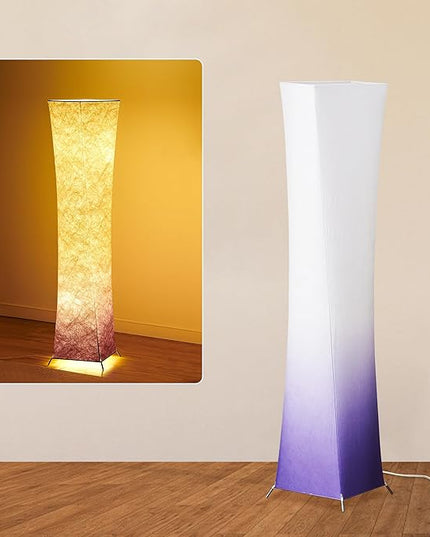 chiphy Floor Lamp, 52" Tall Standing Lamp, 3 Levels Adjustable Brightness LED Bulbs, Column Floor Light, Purple Gradient Fabric Lampshade, Home Decor for Living Room, Bedroom, Kids Room - LeafyLoom