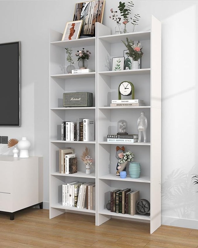 6-Tier Bookshelf, 66.9 Inches Floor Standing Bookcase, Display Storage Shelf, Corner Shelf, Home Decor Furniture for Home Office, Living Room, Bedroom, White 01103XBC - LeafyLoom