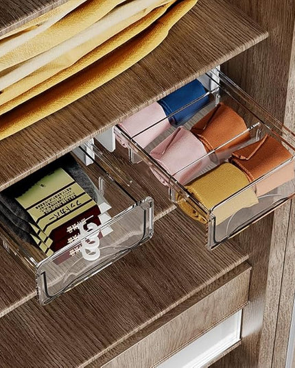 Under Desk Storage Drawer Kit, Clear Under Desk Drawer Mounted Below Large and Medium Size 2 Pcs Combo for Home Bedroom Office Kitchen Organization - LeafyLoom
