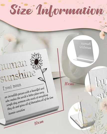 Human Sunshine Definition Desk Signs Funny Appreciation Gifts for Women Thank You Gift for Friends Teacher Coworker Doctor Nurse Gift for Mom Aunt Sister Sunshine Party Decorations (silver) XLK12 - LeafyLoom
