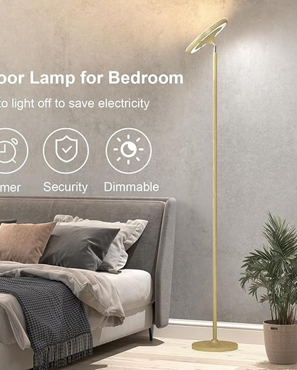 Keepsmile Gold Double Side Lighting LED Floor Lamp with Remote Smart App 36W 2600LM Bright Tall Standing RGB Floor Lamp Angle Multicolor Dimmable Modern Floor Lamps for Living Room Bedroom - LeafyLoom