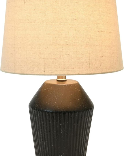 Creative Co-Op 13" Round Stoneware Desk Lamp, Black - LeafyLoom