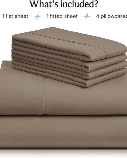 LuxClub 6 PC King Sheet Set, Breathable Luxury Bed Sheets, Deep Pockets 18" Wrinkle Free Cooling Bed Sheets Machine Washable Hotel Bedding Silky Soft - Dark Khaki King - LeafyLoom