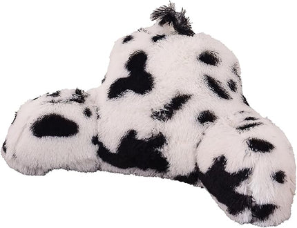 Aimuan Reading Pillow Bed Rest Pillow with Arms Plush shaggy Fur Cushion for Adults Teens Incline Rest Sitting up & Sleeping Snoring Pillow with Pregnancy Lumbar Back Support (Standard, White-Black) - LeafyLoom