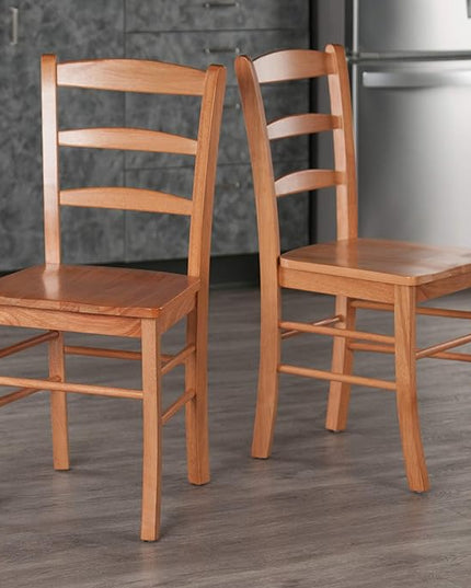 Winsome Wood Ladder Back Chair, Light Oak, 2 Pieces (34232), FURNITURE - LeafyLoom