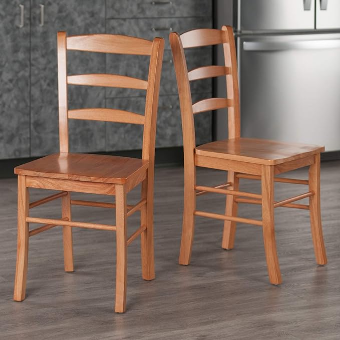 Winsome Wood Ladder Back Chair, Light Oak, 2 Pieces (34232), FURNITURE - LeafyLoom