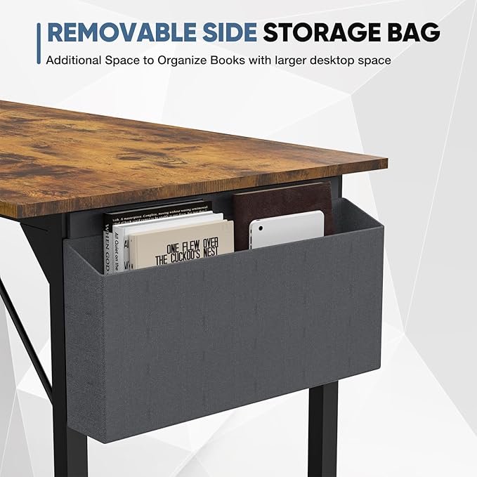 Office Desk Modern Simple Style Writing Study Work Computer Table for Home Bedroom, 40 Inch, Rustic Brown - LeafyLoom