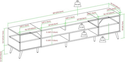 Walker Edison Nora Modern Minimal Open-Shelf Stand for TVs up to 90 Inches, 80 Inch, Dark Walnut - LeafyLoom