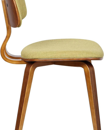 Armen Living Jaguar Mid Century Modern Upholstered Fabric and Walnut Wood Dining Accent Chair for Kitchen Table Desk Vanity, 20D x 18W x 29H in, Green - LeafyLoom