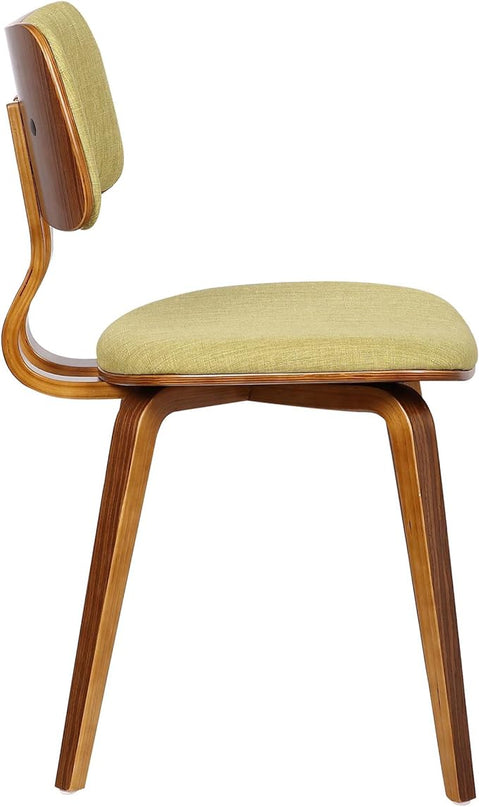 Armen Living Jaguar Mid Century Modern Upholstered Fabric and Walnut Wood Dining Accent Chair for Kitchen Table Desk Vanity, 20D x 18W x 29H in, Green - LeafyLoom