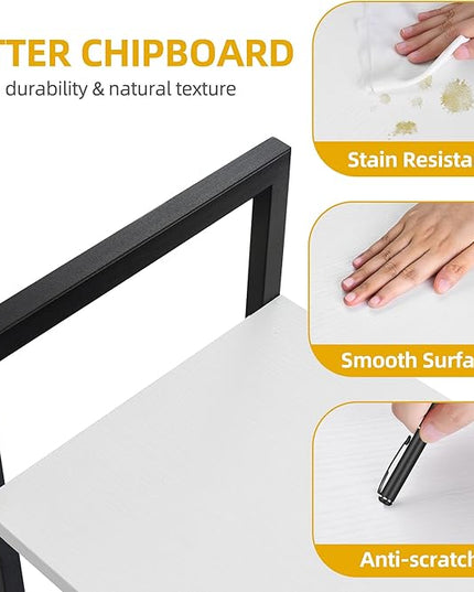 DWVO 4 Tier Bookshelf, Small Book Shelf Modern Bookcase, Narrow Book Case Book Storage Organizer for CD/Movie/Book, Bookshelves for Bedroom Office Living Room, White & Black - LeafyLoom