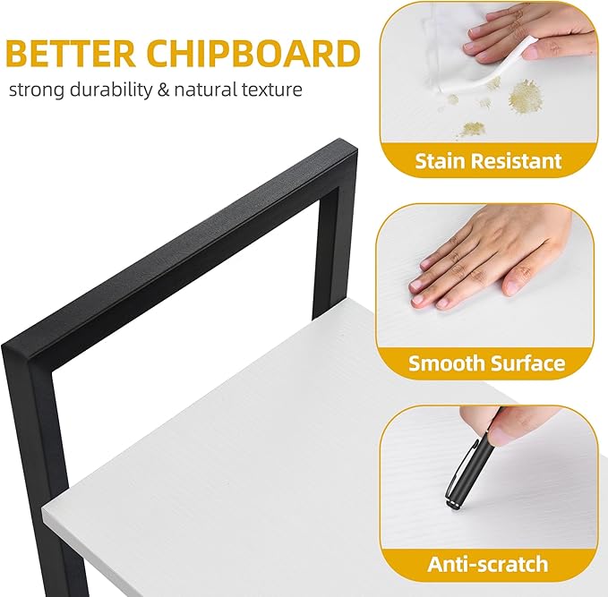 DWVO 4 Tier Bookshelf, Small Book Shelf Modern Bookcase, Narrow Book Case Book Storage Organizer for CD/Movie/Book, Bookshelves for Bedroom Office Living Room, White & Black - LeafyLoom