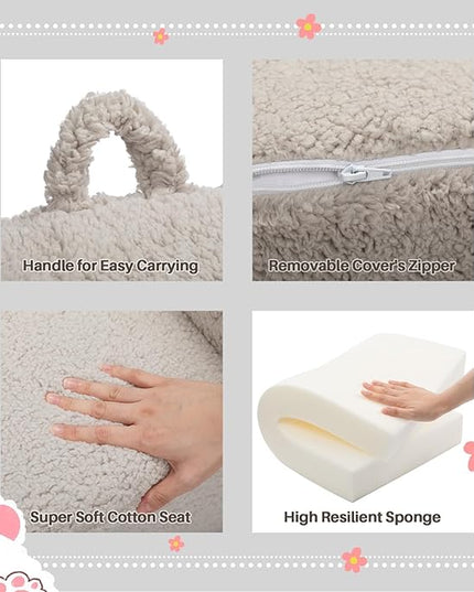 ALIMORDEN Kids Ultra-Soft Snuggle Foam Filled Chair, Toddler Cuddly Sherpa Reading Couch for Boys and Girls, Light Grey - LeafyLoom