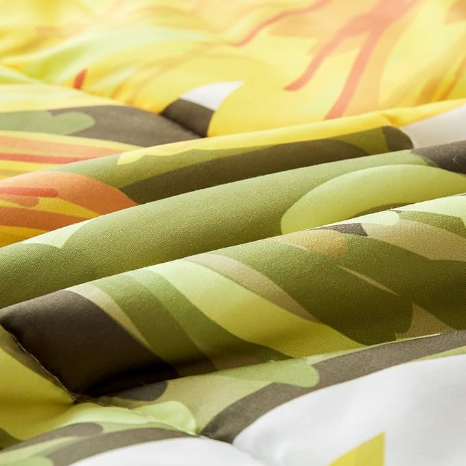 Sunflower Comforter Sets,Beautiful Seamless Pattern with Sunflower Blue Butterflies on White Background,Decorative Bedding Comforter Sets with 2 Pillow Shams, Queen Size - LeafyLoom
