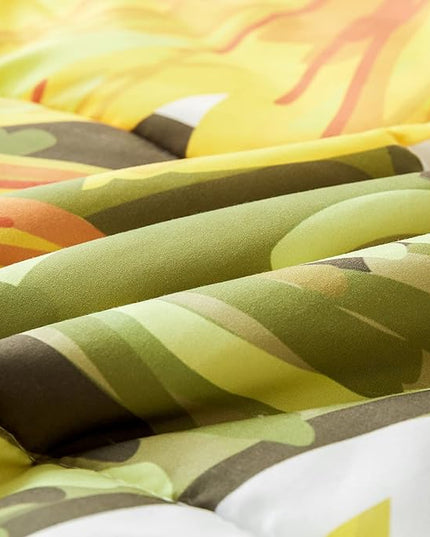 Sunflower Comforter Sets,Beautiful Seamless Pattern with Sunflower Blue Butterflies on White Background,Decorative Bedding Comforter Sets with 2 Pillow Shams, Twin Size - LeafyLoom