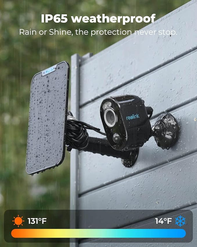REOLINK 5MP Solar Security Cameras Outdoor Wireless, Spotlight Color Night Vision, 2.4G/5Ghz WiFi Home Surveillance, Solar/Battery Powered, Human/Car Detection, Local Recording, Argus 3 Pro Kit Black REOLINK