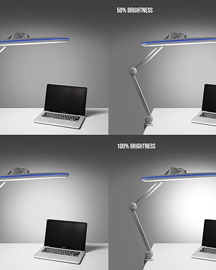 Neatfi XL 2,200 Lumens LED Task Lamp, 24W, 117 Pcs SMD LED, 23 Inches Ultra Wide Lamp, 4 Level Brightness Dimmable, Eye-Caring LED Lamp, Glare Free (Non-CCT with Clamp, Silver) - LeafyLoom