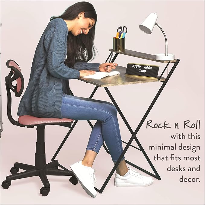 Swivel Mesh Desk Chair, Blush 21D x 21W x 34H in - LeafyLoom