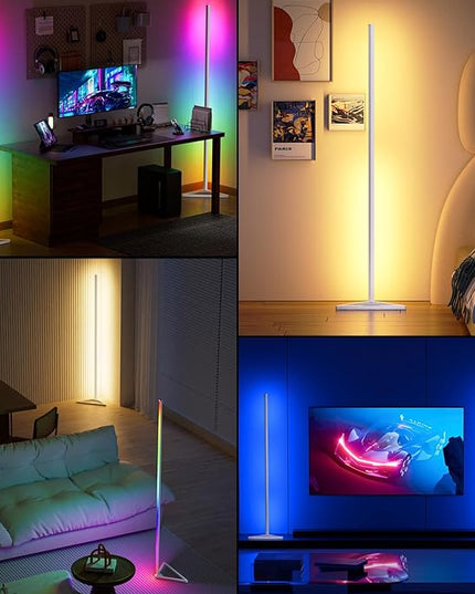 MIHEAL Corner Floor Lamp - Smart RGB LED Corner Lamp with App and Remote Control, 16 Million Colors & 68+ Scene, Music Sync, Timer Setting -for Living Rooms, Bedrooms, and Gaming Rooms - LeafyLoom