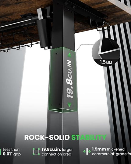 Electric Standing Desk Adjustable - 63 x 24 Inch Sit Stand up Desk with Cable Management - 3 Memory Preset Adjustable Height Desk Computer Home Office Desk - LeafyLoom