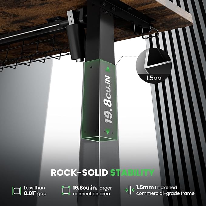 Electric Standing Desk Adjustable - 63 x 24 Inch Sit Stand up Desk with Cable Management - 3 Memory Preset Adjustable Height Desk Computer Home Office Desk - LeafyLoom