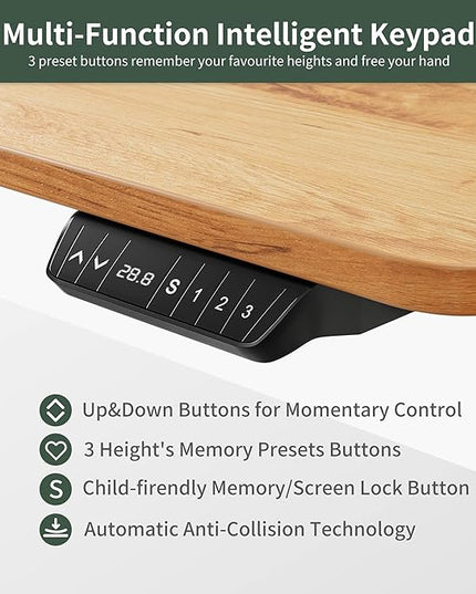FEZIBO Standing Desk with Keyboard Tray, 40 × 24 Inches Electric Height Adjustable Desk, Sit Stand Up Desk, Computer Office Desk, Light Rustic - LeafyLoom