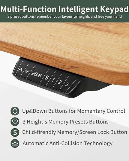 FEZIBO Standing Desk with Keyboard Tray, 48 × 24 Inches Electric Height Adjustable Desk, Sit Stand Up Desk, Computer Office Desk, Light Rustic - LeafyLoom