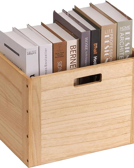 KIRIGEN Stackable Wood Storage Cube /Basket/ Bins Organizer for Home Books Clothes Toy Modular Open Cubby Storage System - Office Cubical Bookcase Closet Shelves C26-NA - LeafyLoom