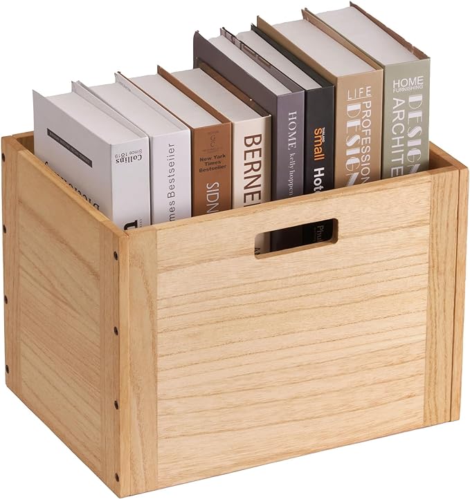 KIRIGEN Stackable Wood Storage Cube /Basket/ Bins Organizer for Home Books Clothes Toy Modular Open Cubby Storage System - Office Cubical Bookcase Closet Shelves C26-NA - LeafyLoom