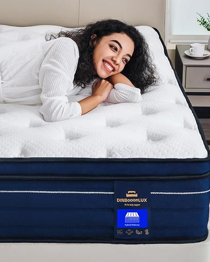 King Mattress,14 Inch Gel Memory Foam Hybrid Mattress in a Box,Motion Isolation Individually Wrapped Pocket Coils,Pressure Relief,Back Pain Relief,Breathable,Non-Fiberglass King Size Mattress - LeafyLoom