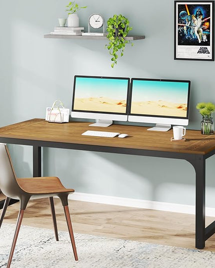 Tribesigns Modern Computer Desk, 70.8 x 35.4 inch Large Executive Office Desk Computer Table Study Writing Desk Workstation for Home Office, Natural - LeafyLoom