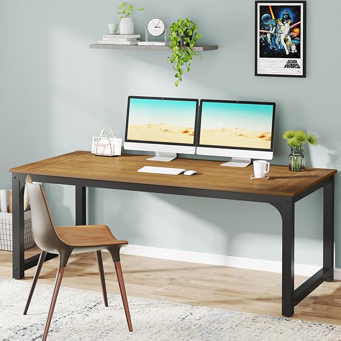 Tribesigns Modern Computer Desk, 70.8 x 35.4 inch Large Executive Office Desk Computer Table Study Writing Desk Workstation for Home Office, Natural - LeafyLoom