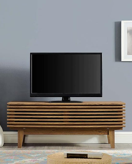 Modway Render 46" Mid-Century Modern Low Profile TV Stand in Walnut, 46 Inch - LeafyLoom