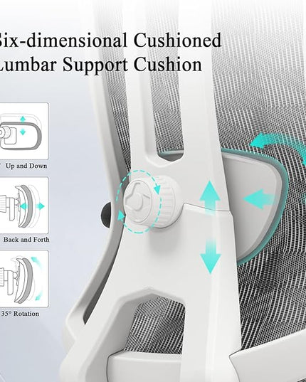 Ergonomic Office Chair: Seat Depth Adjustable Office Chair with 3D Lumbar Support, Ergonomic Computer Chair with Headrest, Home Office Desk Chair with 3D Armrest, Tilt Function - LeafyLoom