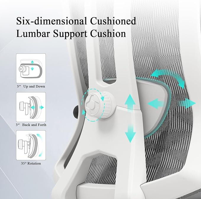 Ergonomic Office Chair: Seat Depth Adjustable Office Chair with 3D Lumbar Support, Ergonomic Computer Chair with Headrest, Home Office Desk Chair with 3D Armrest, Tilt Function - LeafyLoom